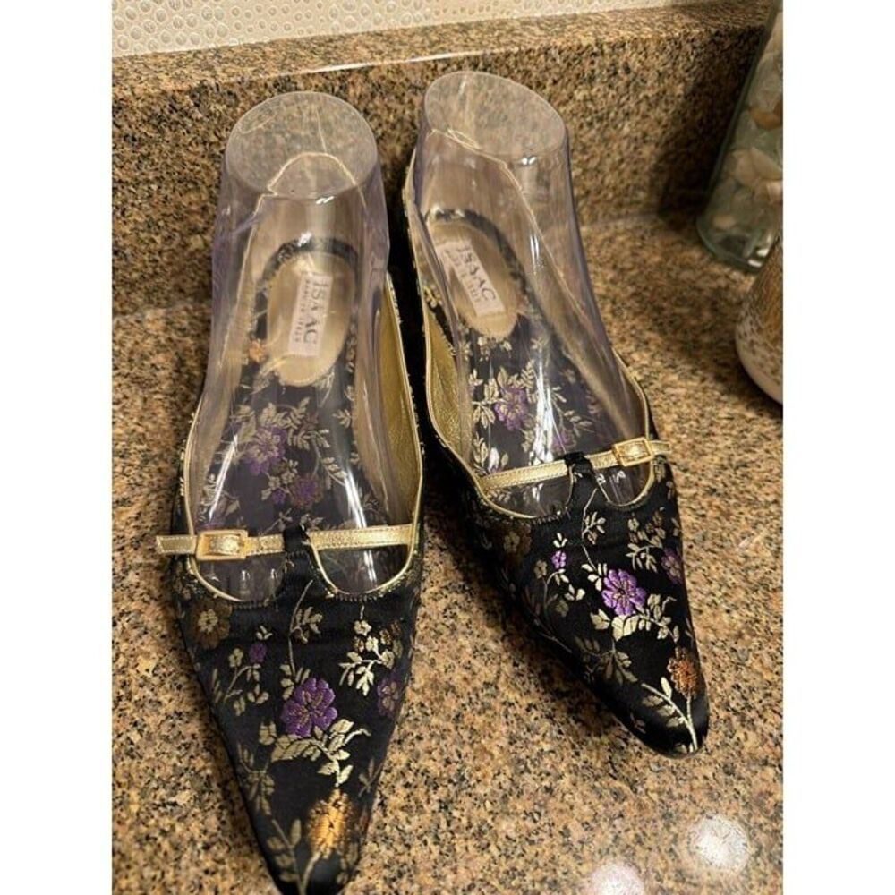 Isaac Mizrahi Italy ‎ Couture Vintage Floral Silk Brocade Loafers  Size 6.5M